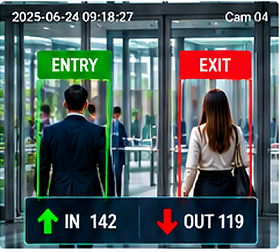 AI CCTV entry and exit people tracking