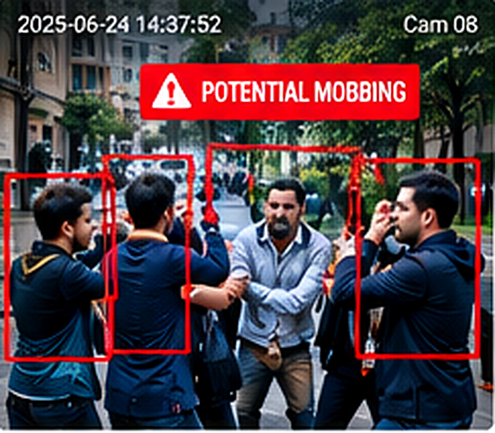 AI CCTV mobbing and aggressive group detection