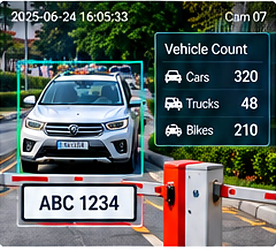 AI CCTV vehicle counting and gate entry